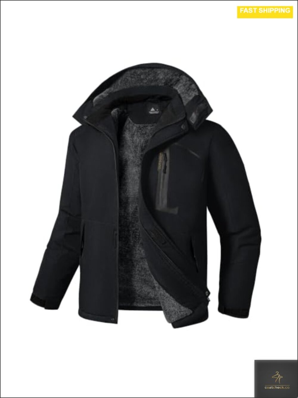 Waterproof Ski Jacket with Detachable Hood Fleece Lined